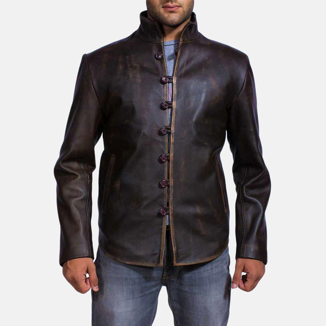 Mens Drakeshire Brown Leather Jacket - Image 4