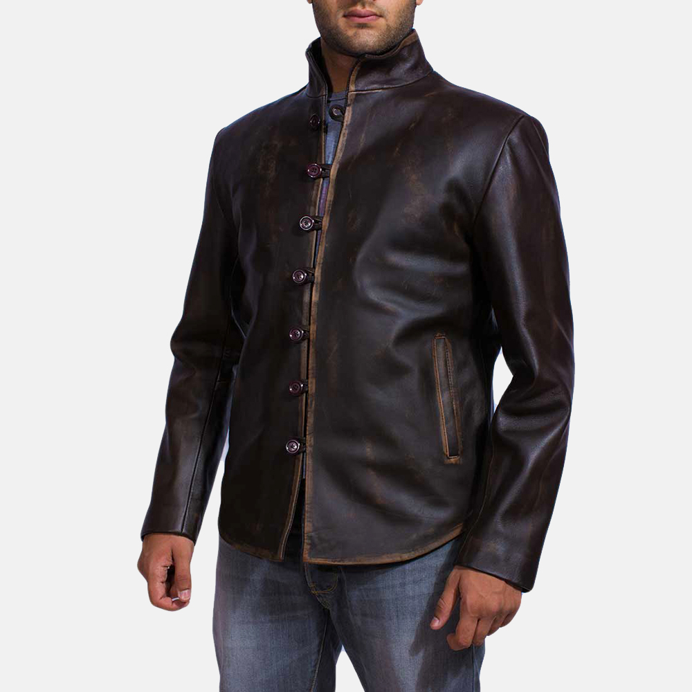 Mens Drakeshire Brown Leather Jacket