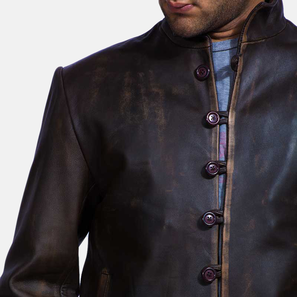 Mens Drakeshire Brown Leather Jacket - Image 2