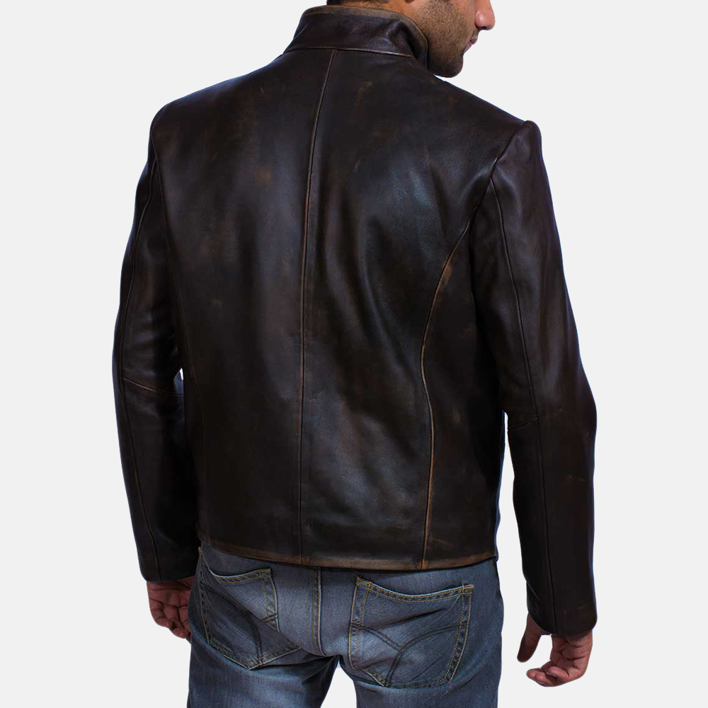 Mens Drakeshire Brown Leather Jacket - Image 3