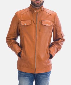 Mens Hans Tan Brown Leather Jacket