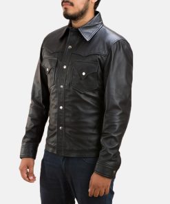 Alternative view of Mens Ranchson Black Leather Shirt