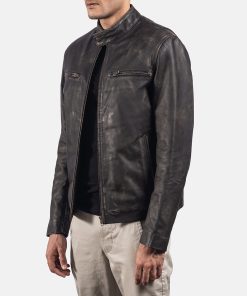 Alternative view of Mens Rustic Brown Leather Biker Jacket