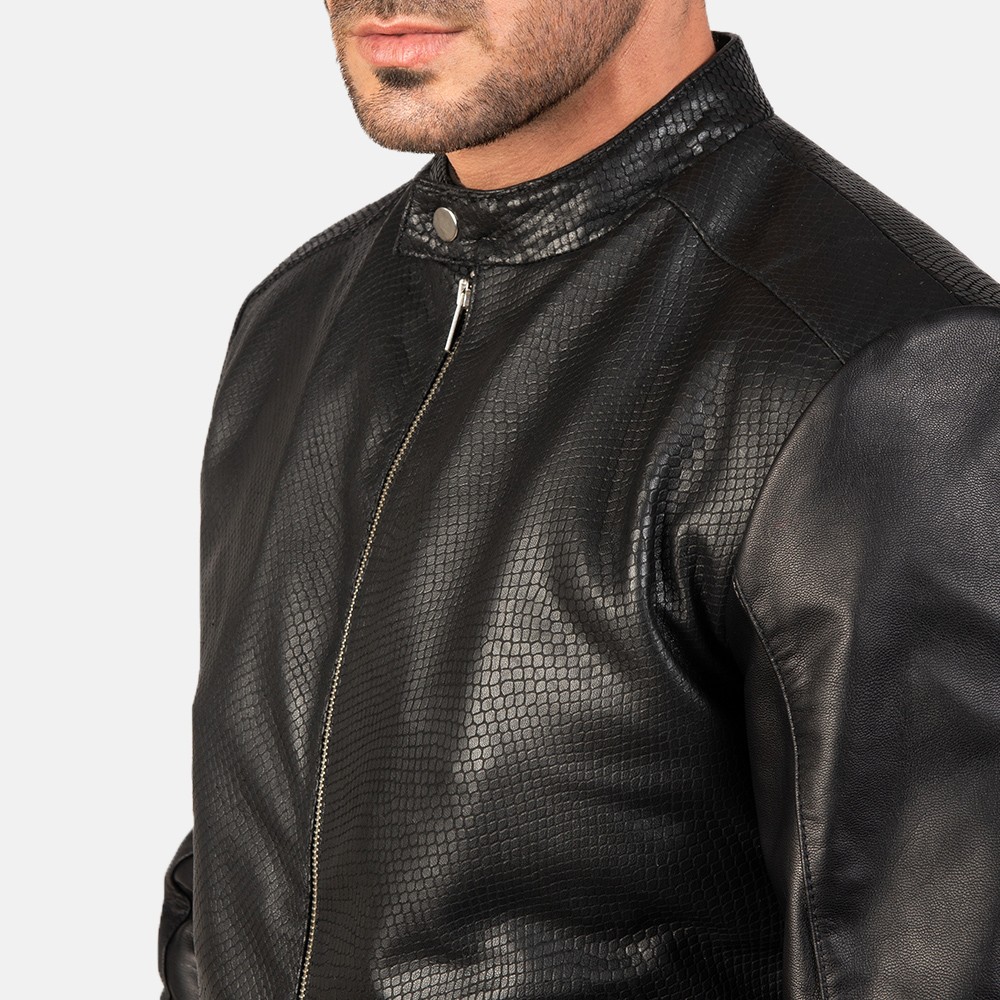 Men's Coffmen Olive Brown Leather Bomber Jacket - Image 5
