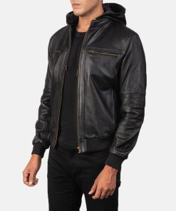 Alternative view of Men's Bouncer Biz Black Leather Bomber Jacket