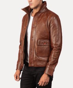 Alternative view of Men's Columbus Black Leather Bomber Jacket