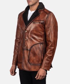 Alternative view of Rocky Brown Fur Leather Coat for men